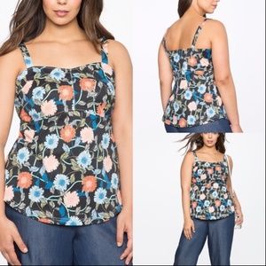 NWT Eloquii Floral Button Side Bustier Top Size 14
